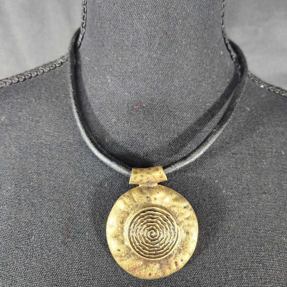 Pure Earing Necklace Boho set - Hammered Disk Pendent - Lead Free NWT (NL-01)